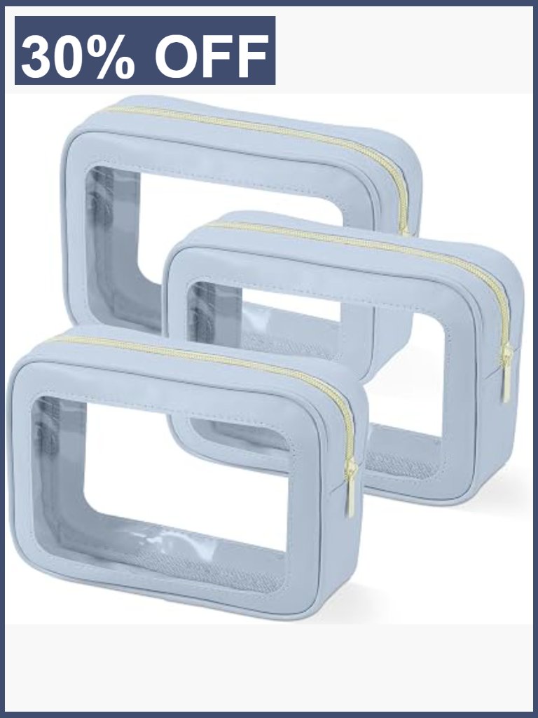 3pc Clear Toiletry Bag Set Tsa Approved Travel Pouch With Zipper
